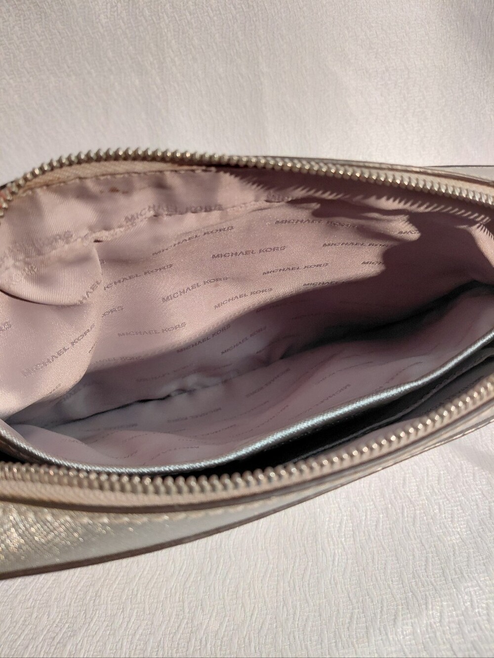 Michael Kors Women's Metallic Silver Crossbody Bag - Picture 8 of 11